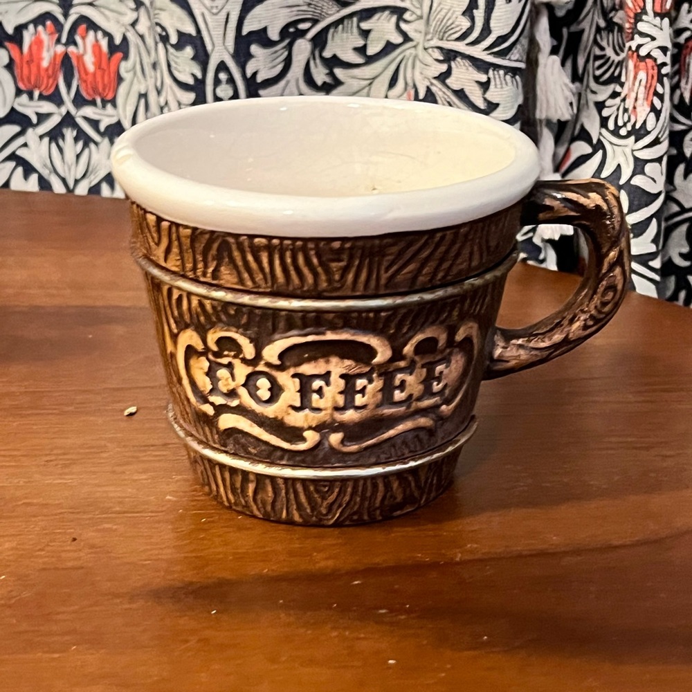Vintage USA Treasure Craft Barrel Style Ceramic Coffee Mug